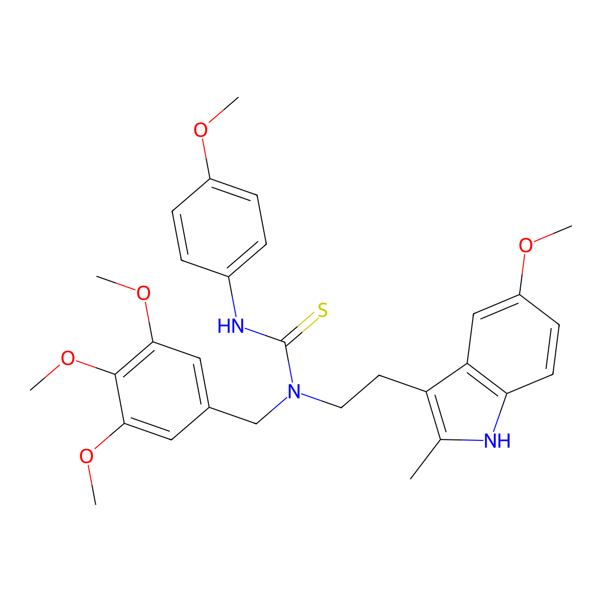 1-(2-(5-methoxy-2-methyl-1H-indol-3-yl)ethyl)-3-(4-methoxyphenyl)-1-(3,4,5-trimethoxybenzyl)thiourea molecular structure, CAS 850934-54-2