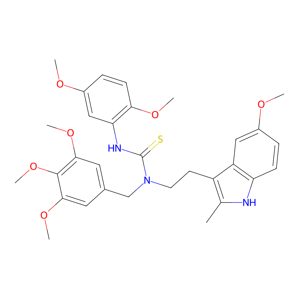 3-(2,5-dimethoxyphenyl)-1-(2-(5-methoxy-2-methyl-1H-indol-3-yl)ethyl)-1-(3,4,5-trimethoxybenzyl)thiourea molecular structure, CAS 850934-55-3
