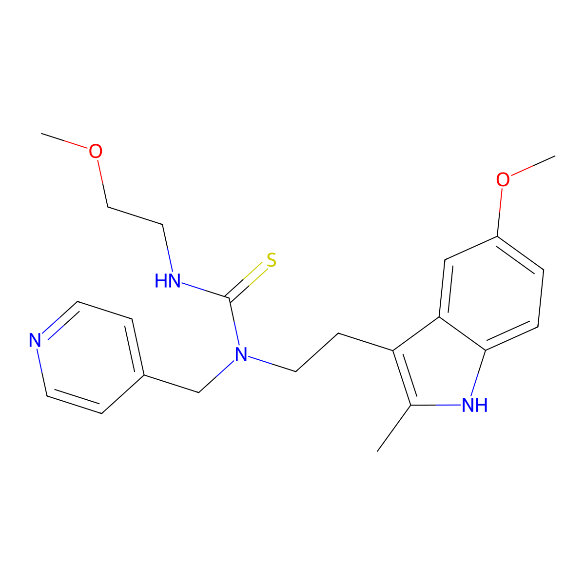 1-(2-(5-methoxy-2-methyl-1H-indol-3-yl)ethyl)-3-(2-methoxyethyl)-1-(pyridin-4-ylmethyl)thiourea molecular structure, CAS 850934-60-0
