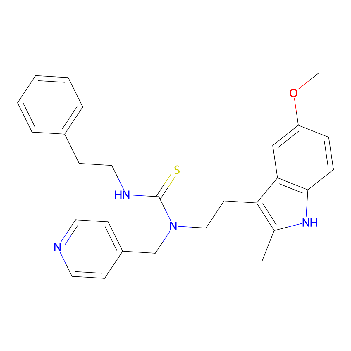 1-(2-(5-methoxy-2-methyl-1H-indol-3-yl)ethyl)-3-phenethyl-1-(pyridin-4-ylmethyl)thiourea molecular structure, CAS 850934-63-3