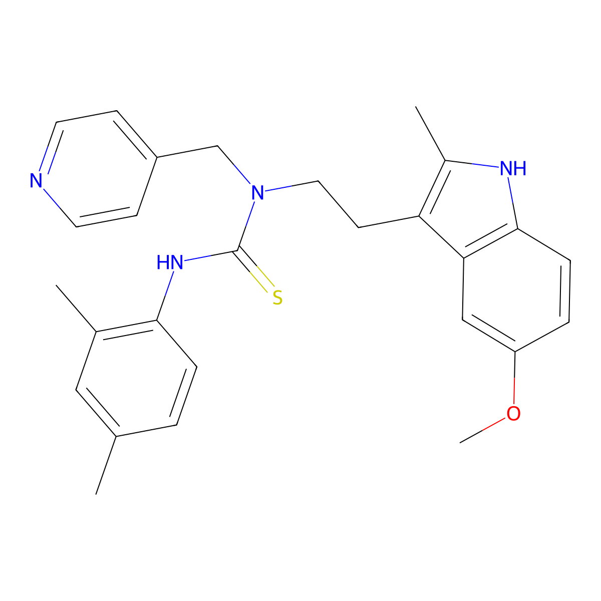 3-(2,4-dimethylphenyl)-1-(2-(5-methoxy-2-methyl-1H-indol-3-yl)ethyl)-1-(pyridin-4-ylmethyl)thiourea molecular structure, CAS 850934-68-8
