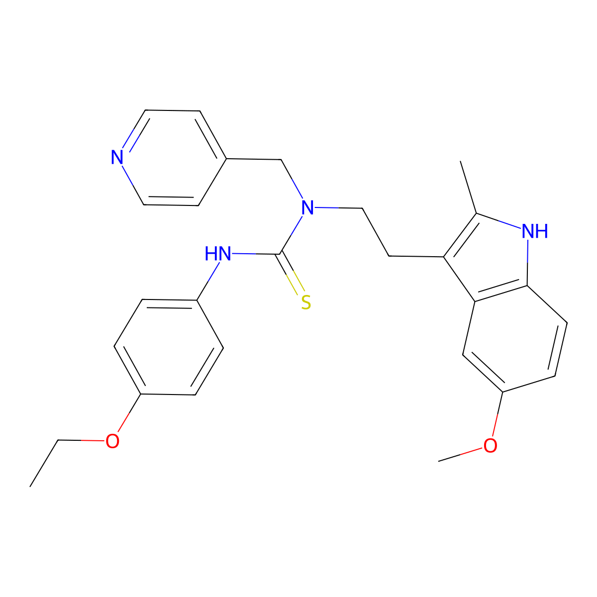 3-(4-ethoxyphenyl)-1-(2-(5-methoxy-2-methyl-1H-indol-3-yl)ethyl)-1-(pyridin-4-ylmethyl)thiourea molecular structure, CAS 850934-74-6