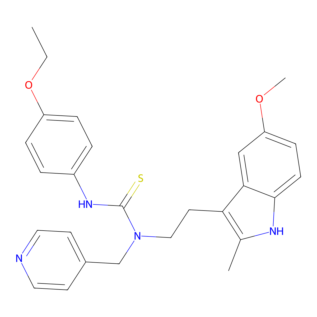 3-(4-ethoxyphenyl)-1-(2-(5-methoxy-2-methyl-1H-indol-3-yl)ethyl)-1-(pyridin-4-ylmethyl)thiourea molecular structure, CAS 850934-74-6