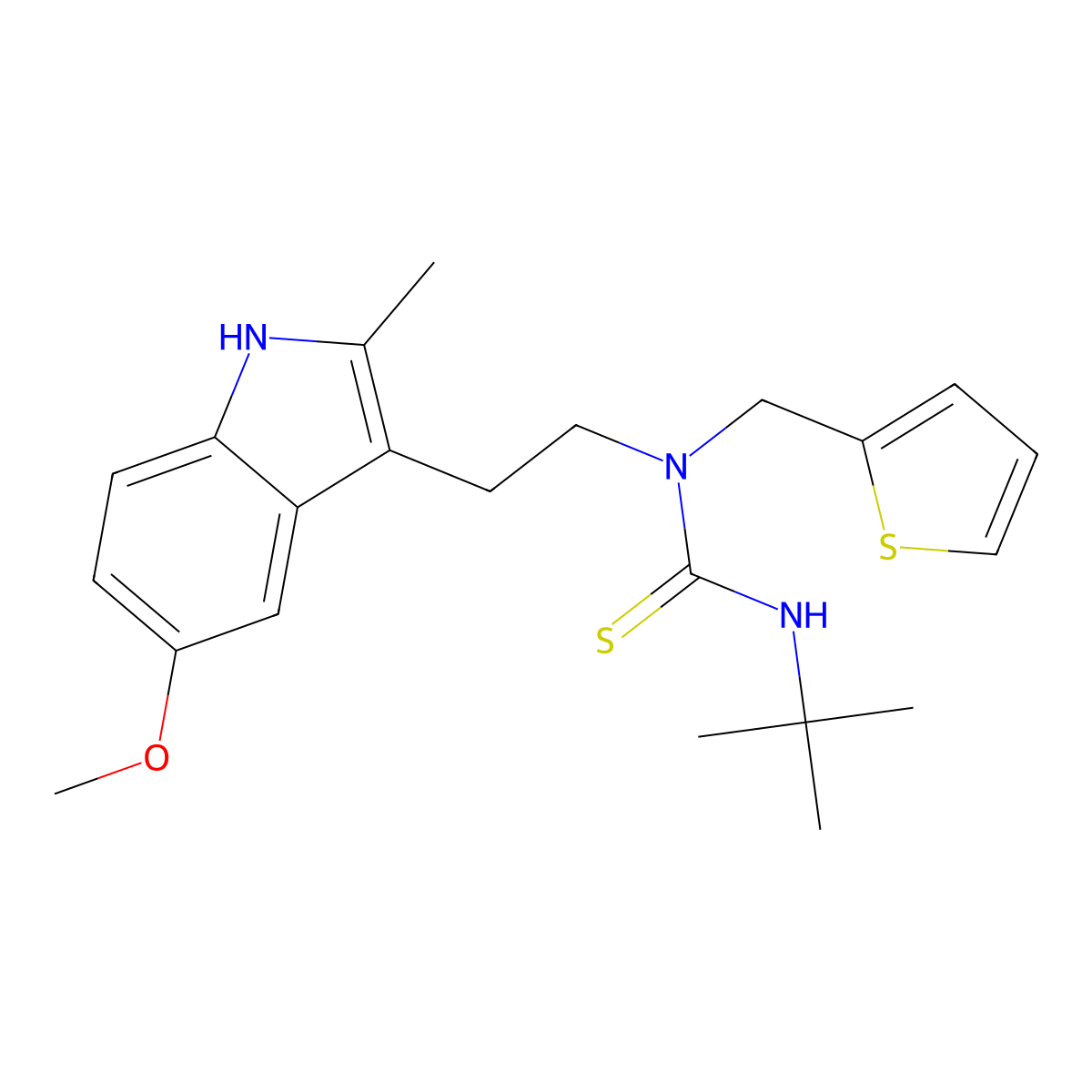 3-(tert-butyl)-1-(2-(5-methoxy-2-methyl-1H-indol-3-yl)ethyl)-1-(thiophen-2-ylmethyl)thiourea molecular structure, CAS 850934-84-8