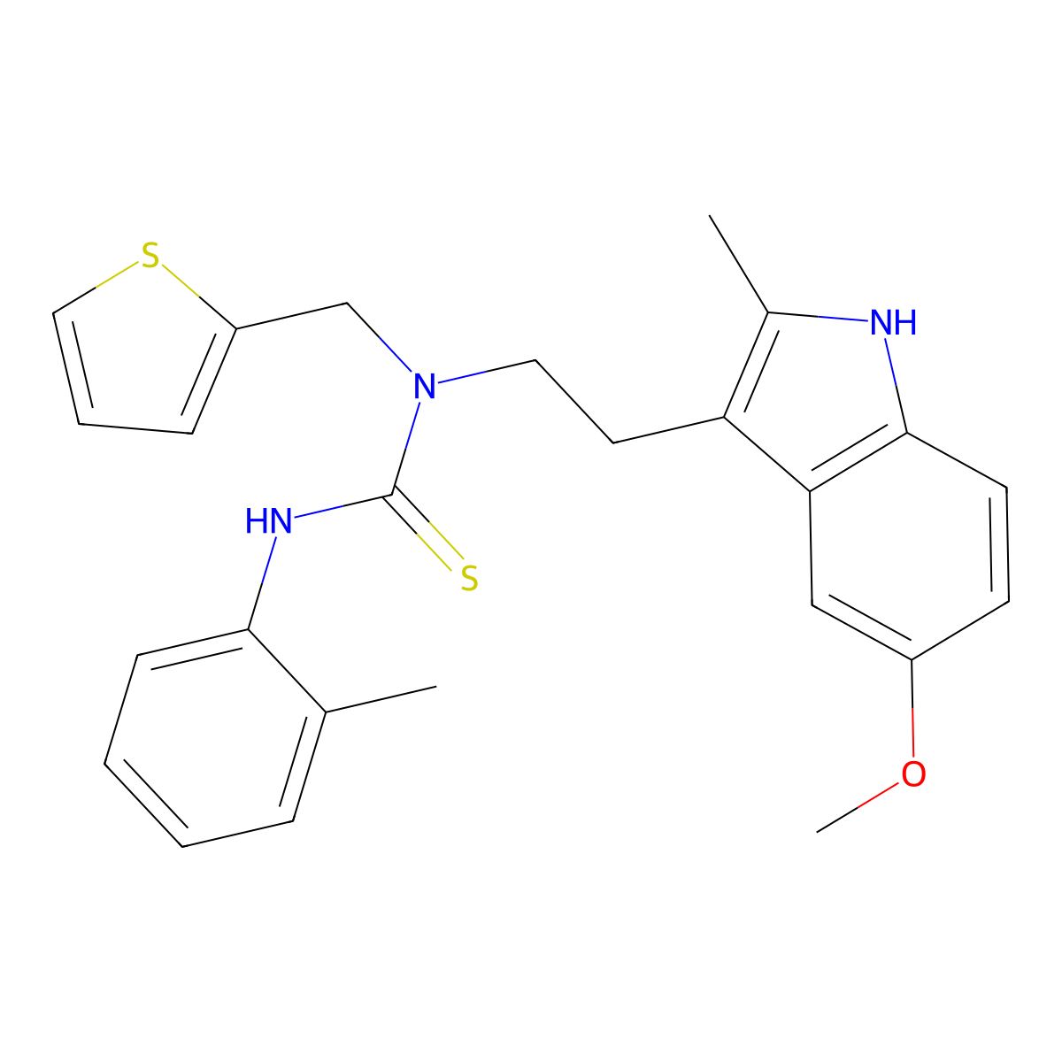 1-(2-(5-methoxy-2-methyl-1H-indol-3-yl)ethyl)-1-(thiophen-2-ylmethyl)-3-(o-tolyl)thiourea molecular structure, CAS 850934-93-9