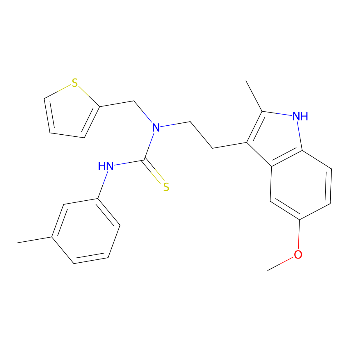 1-(2-(5-methoxy-2-methyl-1H-indol-3-yl)ethyl)-1-(thiophen-2-ylmethyl)-3-(m-tolyl)thiourea molecular structure, CAS 850934-94-0