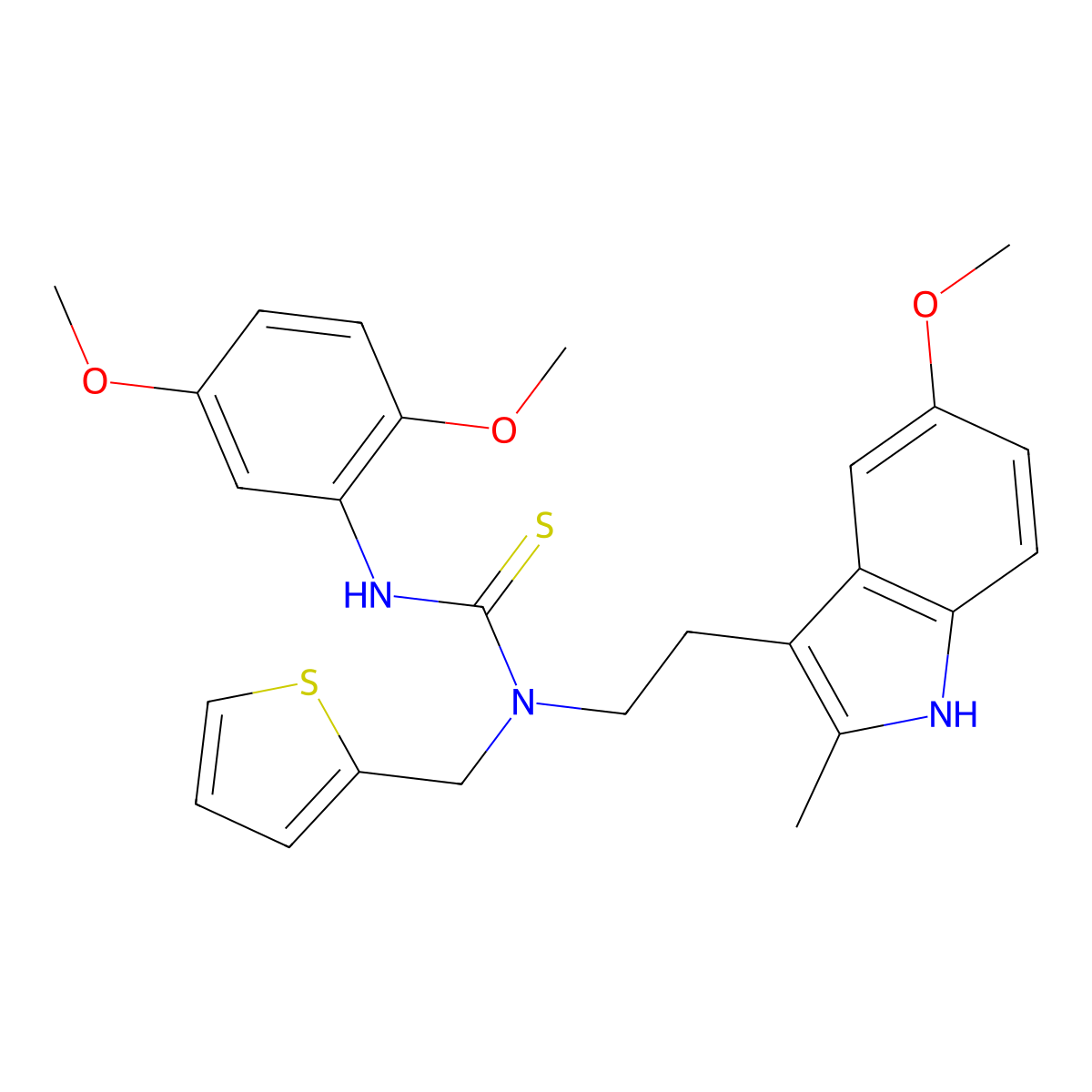 3-(2,5-dimethoxyphenyl)-1-(2-(5-methoxy-2-methyl-1H-indol-3-yl)ethyl)-1-(thiophen-2-ylmethyl)thiourea molecular structure, CAS 850934-98-4