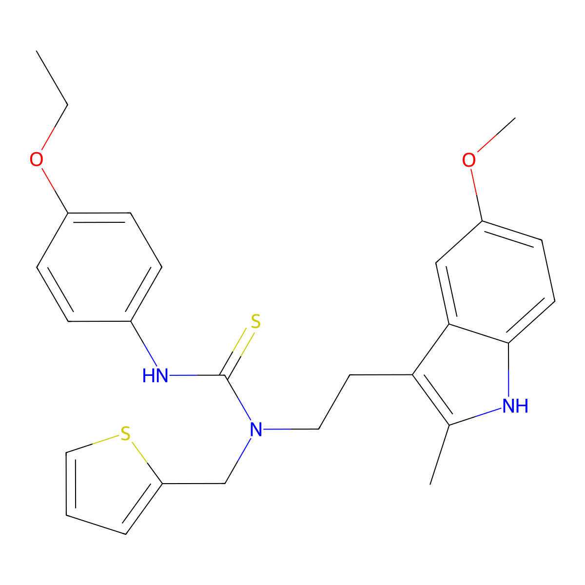 3-(4-ethoxyphenyl)-1-(2-(5-methoxy-2-methyl-1H-indol-3-yl)ethyl)-1-(thiophen-2-ylmethyl)thiourea molecular structure, CAS 850934-99-5