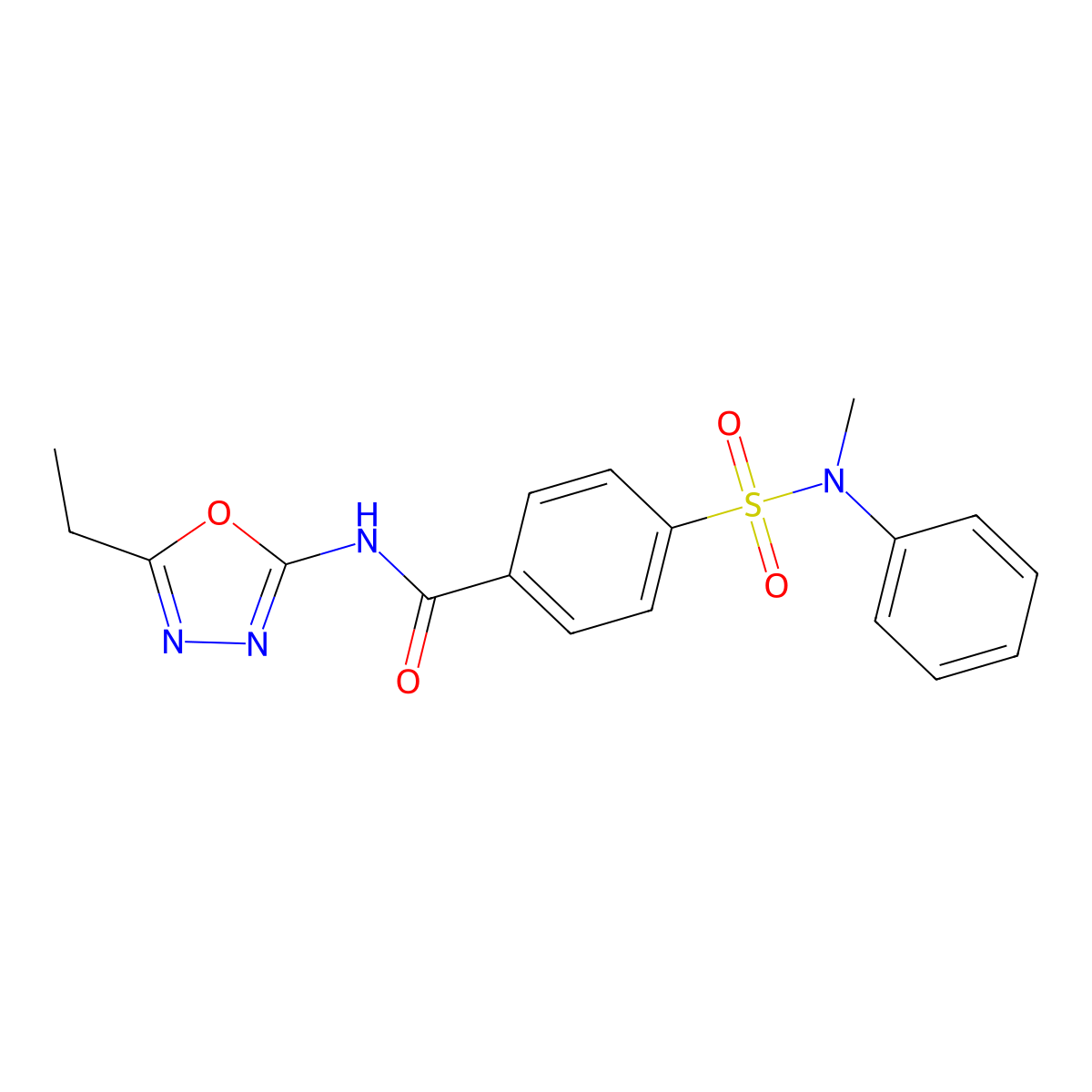 N-(5-ethyl-1,3,4-oxadiazol-2-yl)-4-[methyl(phenyl)sulfamoyl]benzamide molecular structure, CAS 850935-59-0
