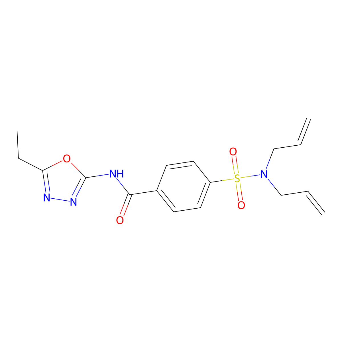 4-(N,N-diallylsulfamoyl)-N-(5-ethyl-1,3,4-oxadiazol-2-yl)benzamide molecular structure, CAS 850935-61-4