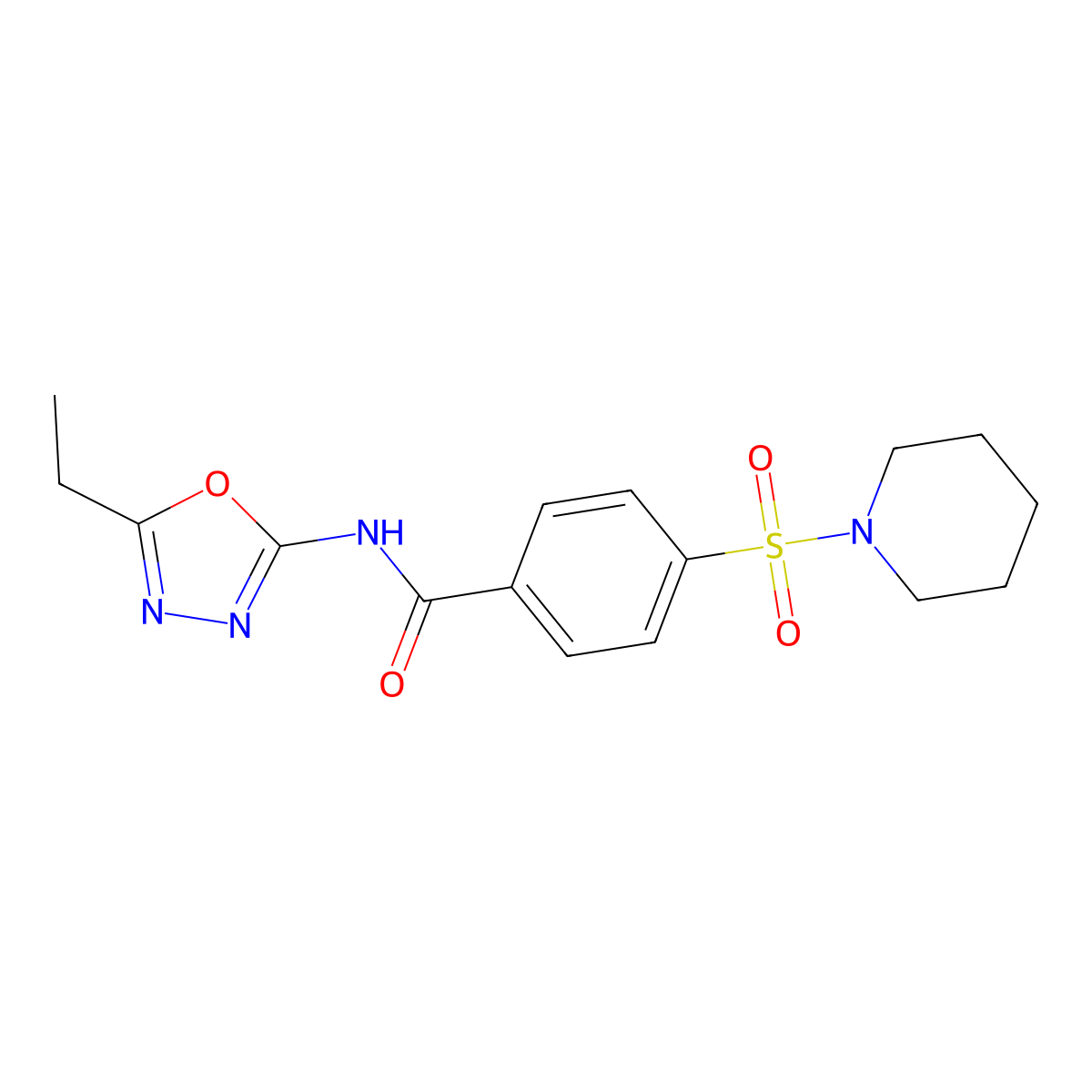 N-(5-ethyl-1,3,4-oxadiazol-2-yl)-4-(piperidin-1-ylsulfonyl)benzamide molecular structure, CAS 850935-63-6