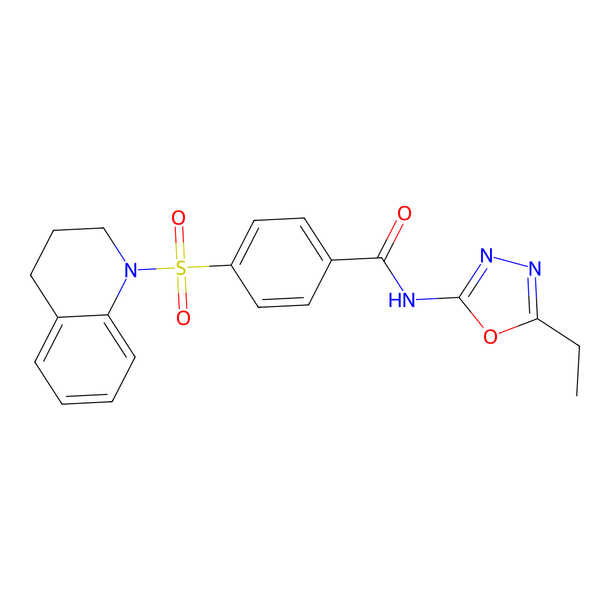 4-(3,4-dihydro-2H-quinolin-1-ylsulfonyl)-N-(5-ethyl-1,3,4-oxadiazol-2-yl)benzamide molecular structure, CAS 850935-69-2