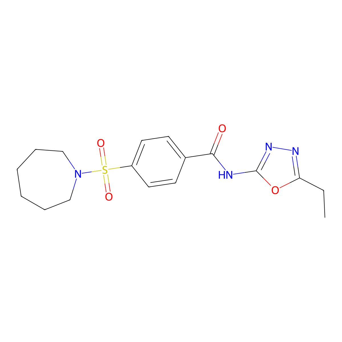 4-(azepan-1-ylsulfonyl)-N-(5-ethyl-1,3,4-oxadiazol-2-yl)benzamide molecular structure, CAS 850935-70-5