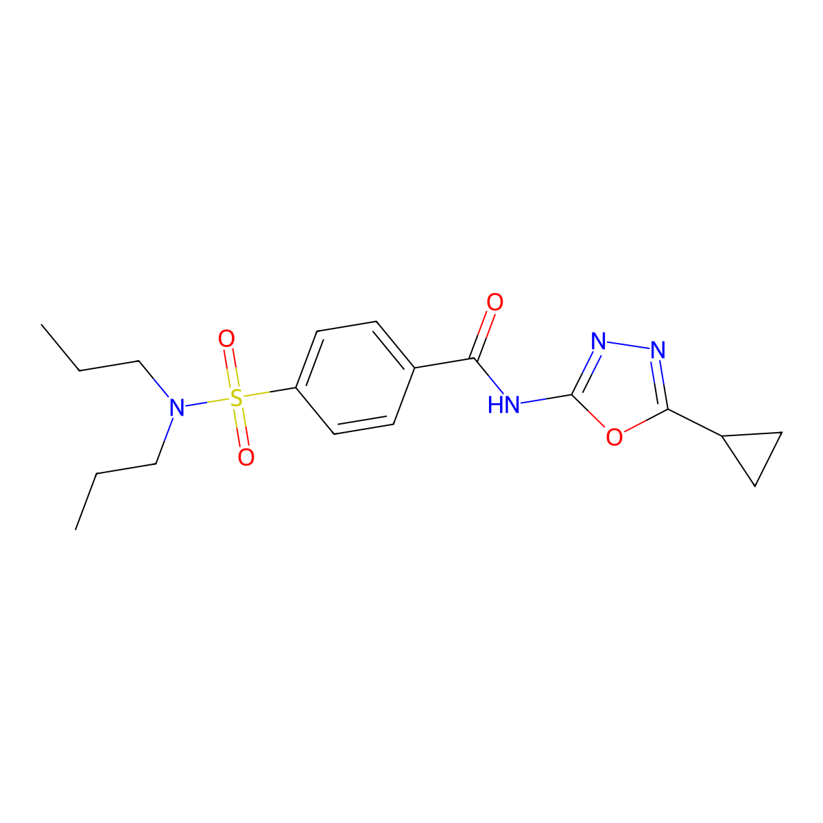N-(5-cyclopropyl-1,3,4-oxadiazol-2-yl)-4-(dipropylsulfamoyl)benzamide molecular structure, CAS 850935-76-1