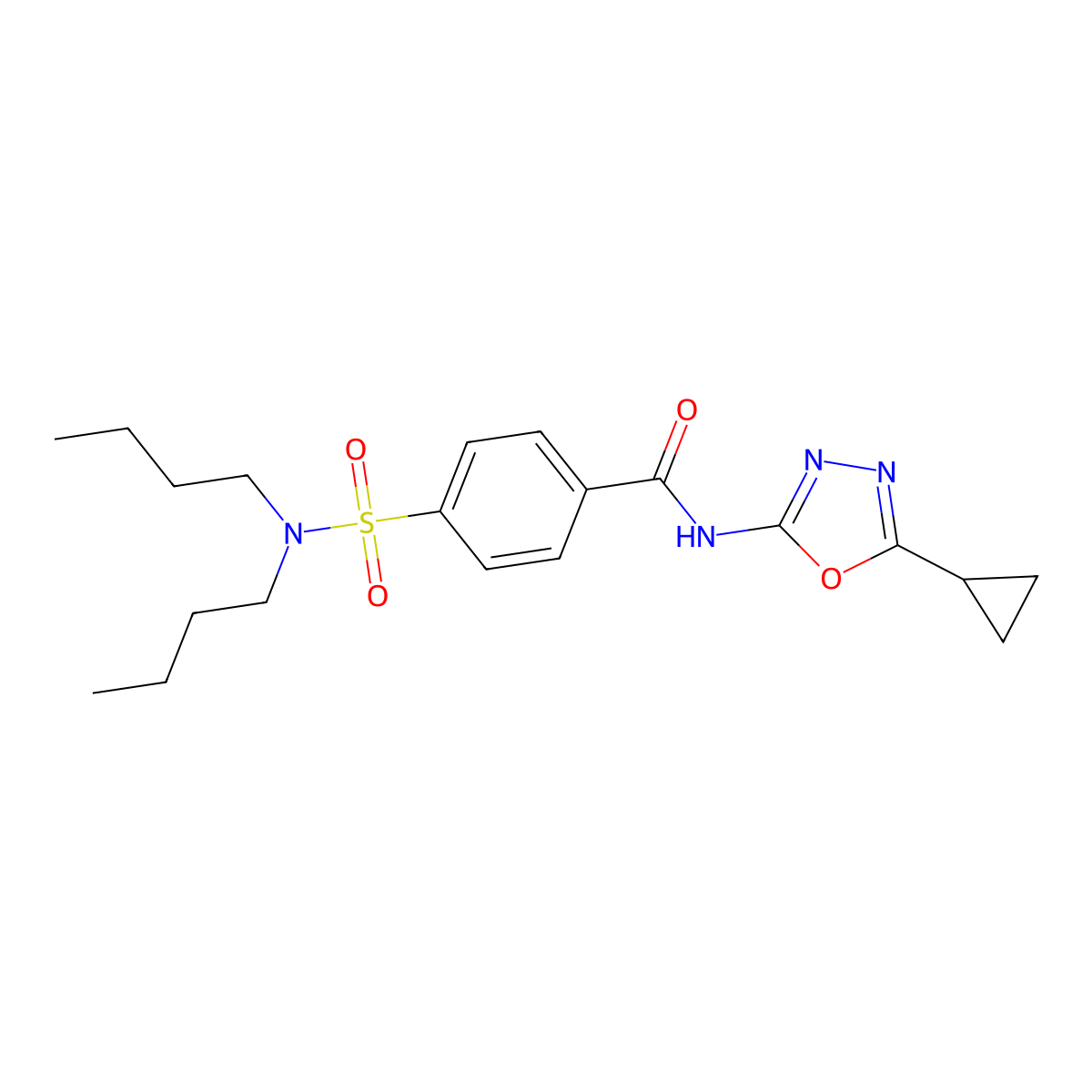 N-(5-cyclopropyl-1,3,4-oxadiazol-2-yl)-4-(dibutylsulfamoyl)benzamide molecular structure, CAS 850935-77-2