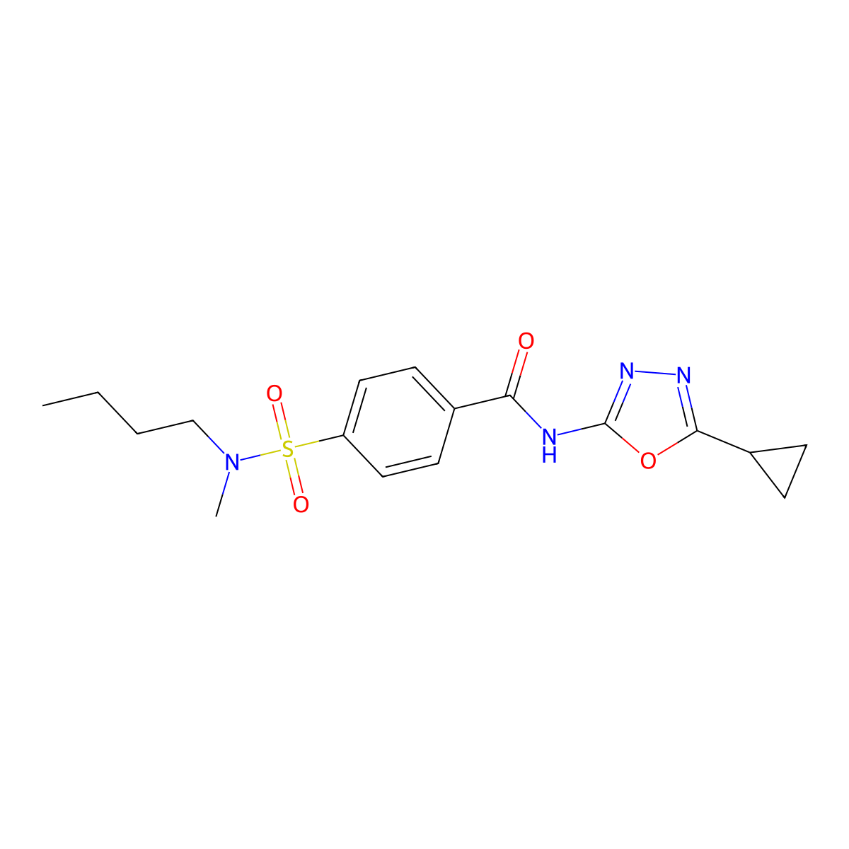 4-(N-butyl-N-methylsulfamoyl)-N-(5-cyclopropyl-1,3,4-oxadiazol-2-yl)benzamide molecular structure, CAS 850935-79-4