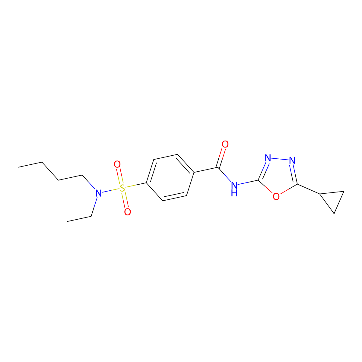 4-[butyl(ethyl)sulfamoyl]-N-(5-cyclopropyl-1,3,4-oxadiazol-2-yl)benzamide molecular structure, CAS 850935-81-8