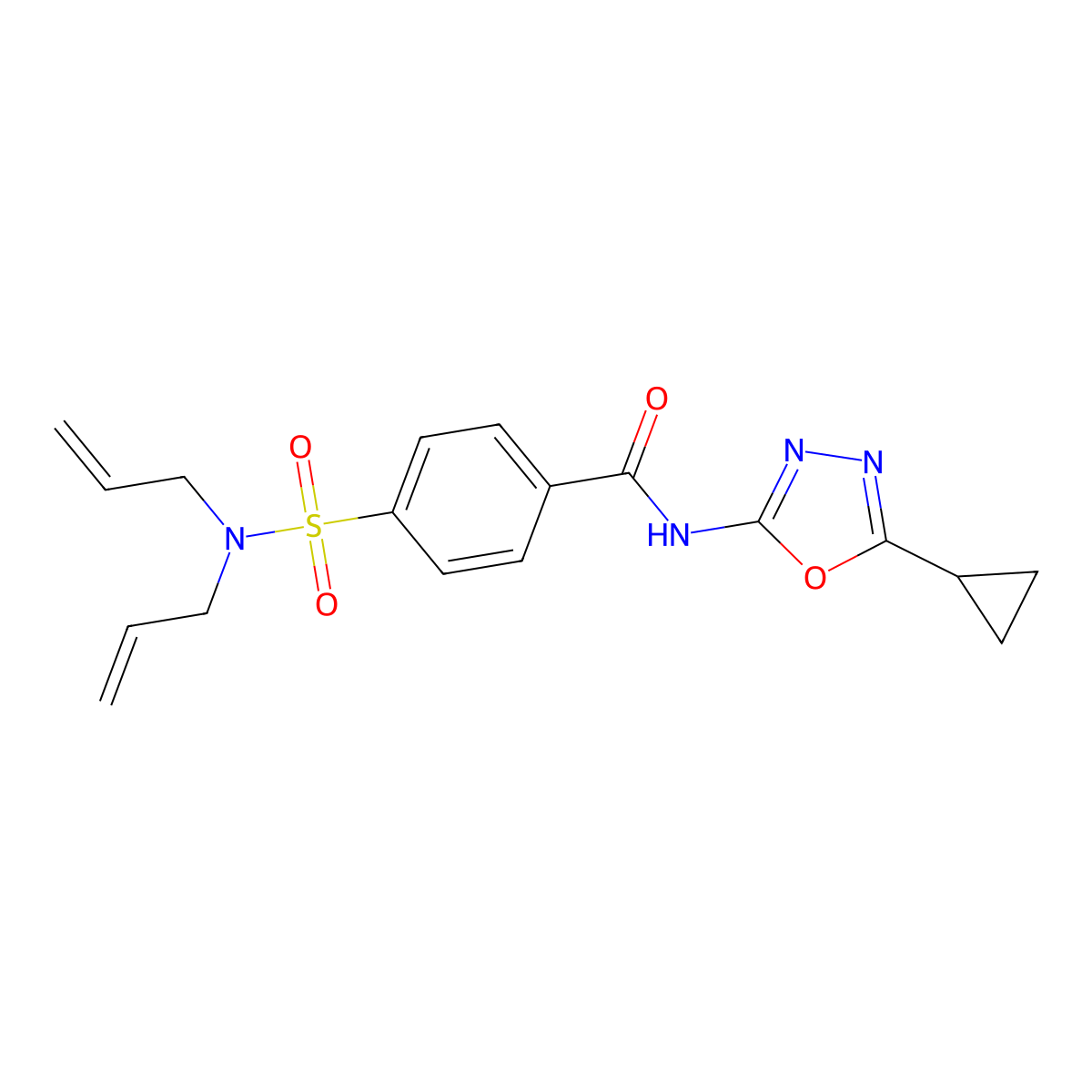 N-(5-cyclopropyl-1,3,4-oxadiazol-2-yl)-4-(N,N-diallylsulfamoyl)benzamide molecular structure, CAS 850935-84-1