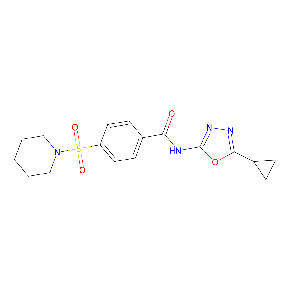 N-(5-cyclopropyl-1,3,4-oxadiazol-2-yl)-4-(piperidin-1-ylsulfonyl)benzamide molecular structure, CAS 850935-86-3