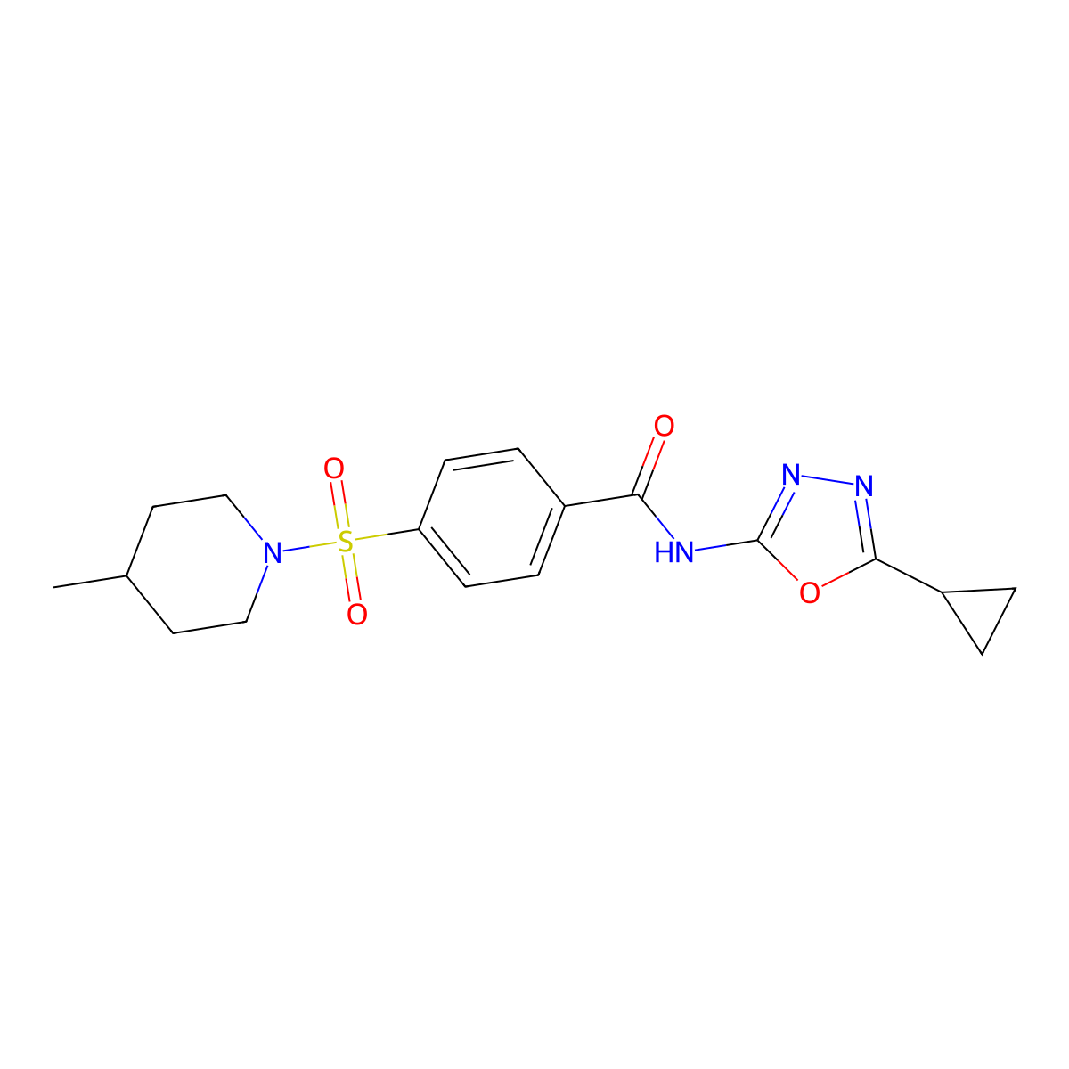 N-(5-cyclopropyl-1,3,4-oxadiazol-2-yl)-4-[(4-methyl-1-piperidinyl)sulfonyl]benzamide molecular structure, CAS 850935-92-1
