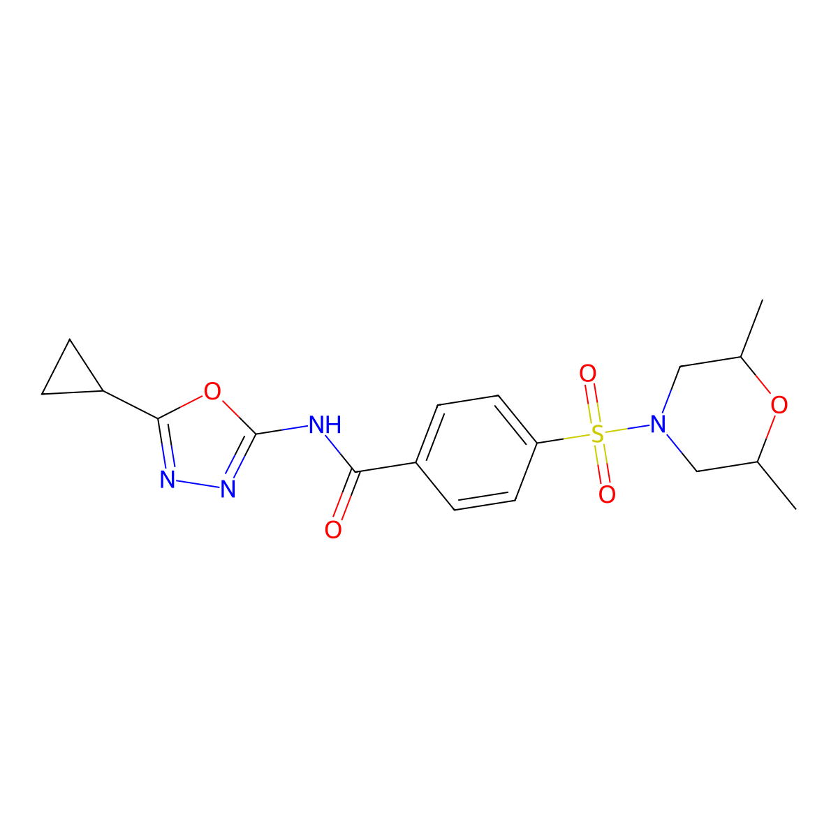 N-(5-cyclopropyl-1,3,4-oxadiazol-2-yl)-4-((2,6-dimethylmorpholino)sulfonyl)benzamide molecular structure, CAS 850935-96-5
