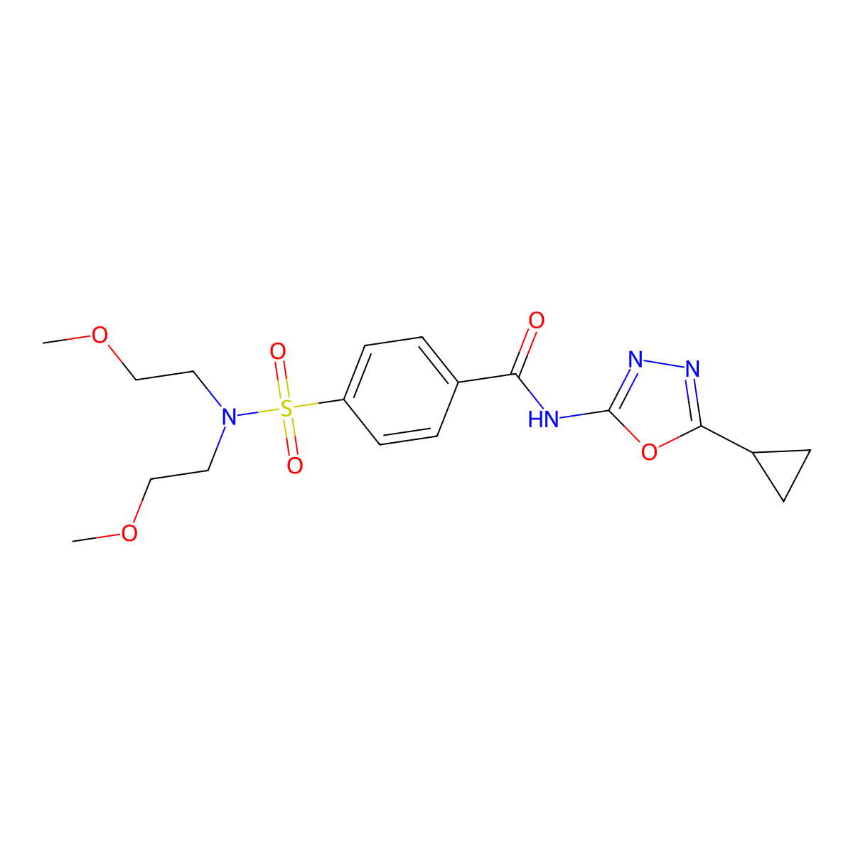 4-[bis(2-methoxyethyl)sulfamoyl]-N-(5-cyclopropyl-1,3,4-oxadiazol-2-yl)benzamide molecular structure, CAS 850936-00-4