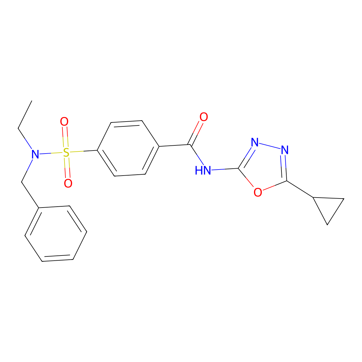 4-[benzyl(ethyl)sulfamoyl]-N-(5-cyclopropyl-1,3,4-oxadiazol-2-yl)benzamide molecular structure, CAS 850936-02-6