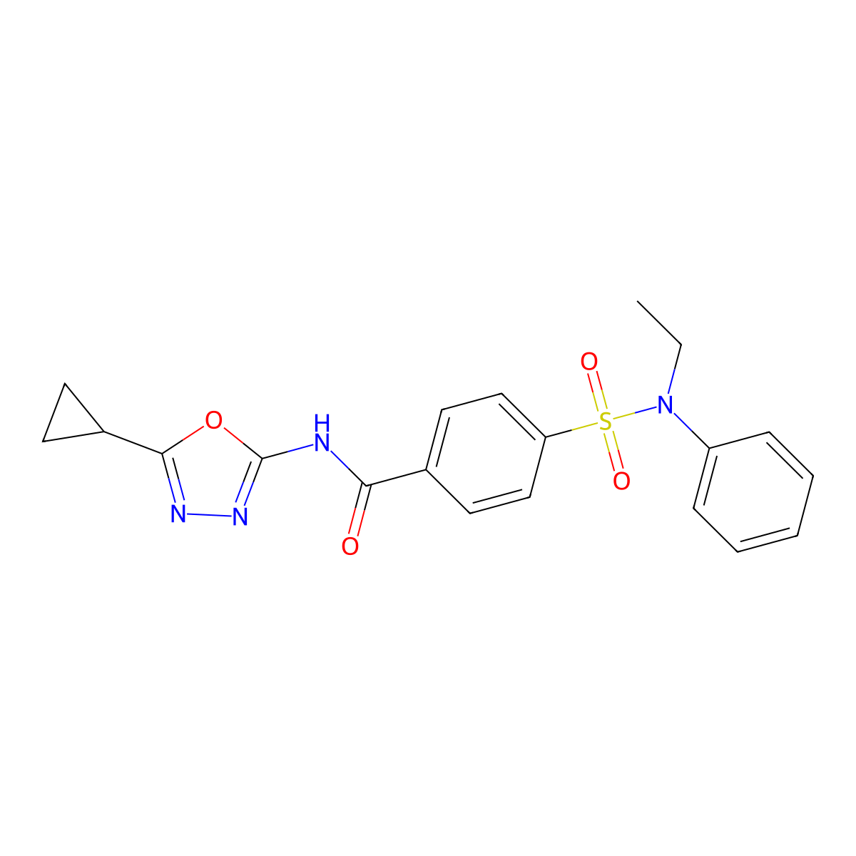 N-(5-cyclopropyl-1,3,4-oxadiazol-2-yl)-4-[ethyl(phenyl)sulfamoyl]benzamide molecular structure, CAS 850936-07-1