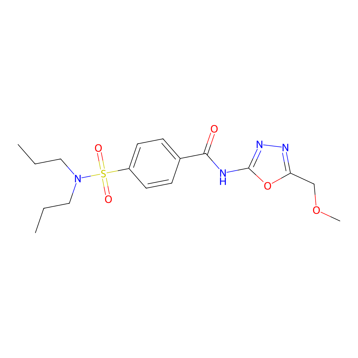 4-(dipropylsulfamoyl)-N-[5-(methoxymethyl)-1,3,4-oxadiazol-2-yl]benzamide molecular structure, CAS 850936-08-2