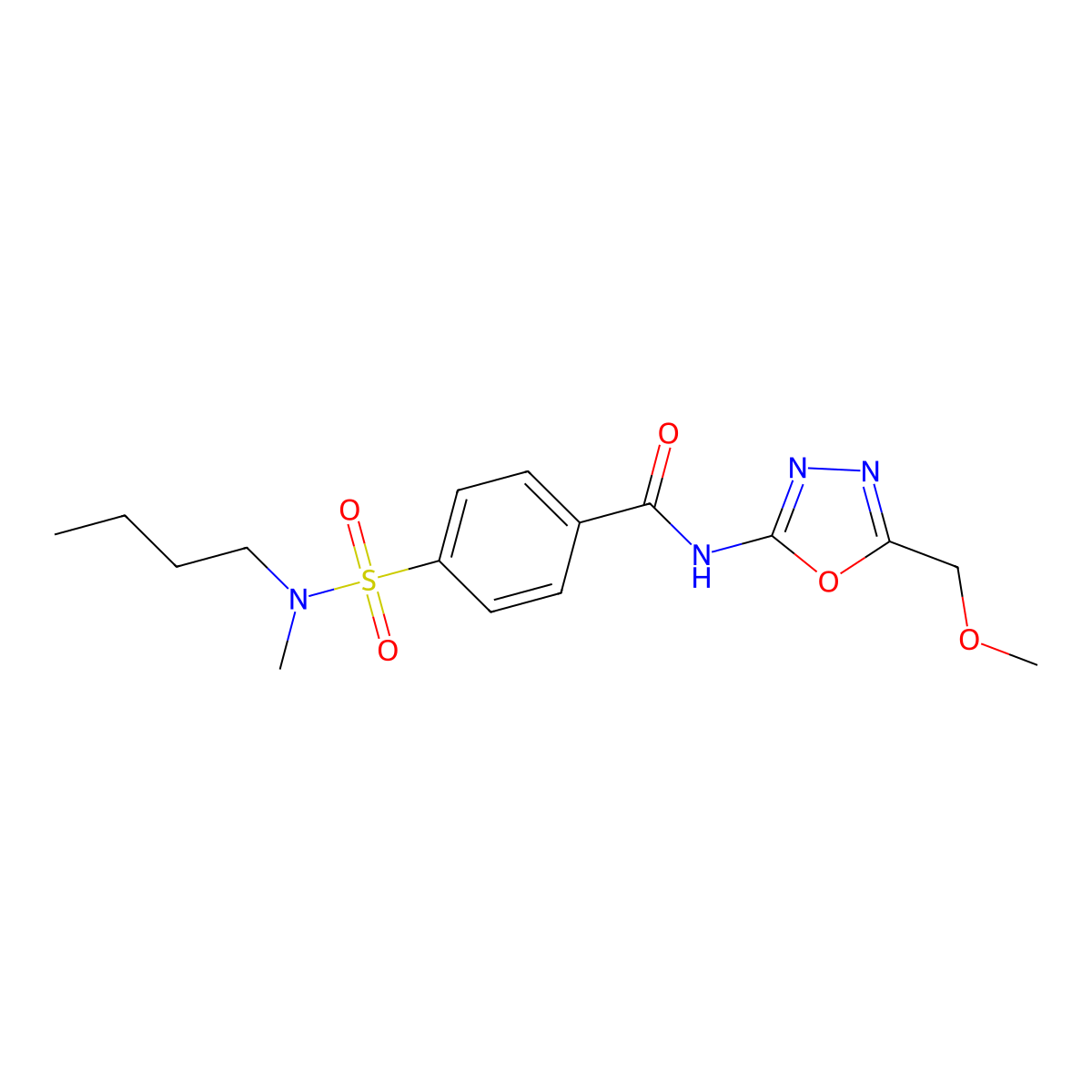 4-[butyl(methyl)sulfamoyl]-N-[5-(methoxymethyl)-1,3,4-oxadiazol-2-yl]benzamide molecular structure, CAS 850936-10-6