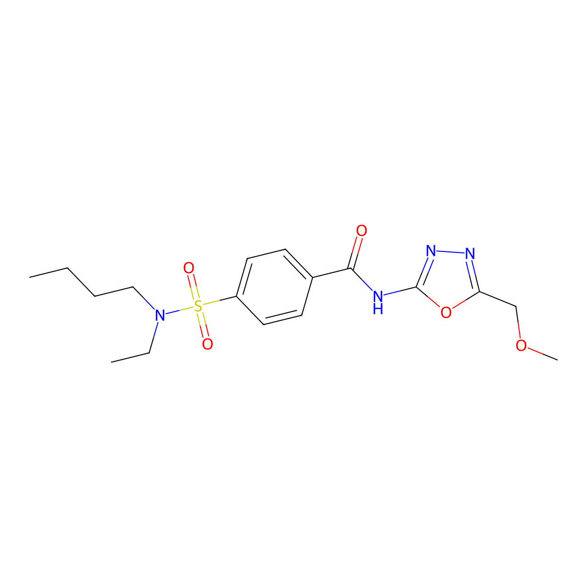 4-[butyl(ethyl)sulfamoyl]-N-[5-(methoxymethyl)-1,3,4-oxadiazol-2-yl]benzamide molecular structure, CAS 850936-11-7