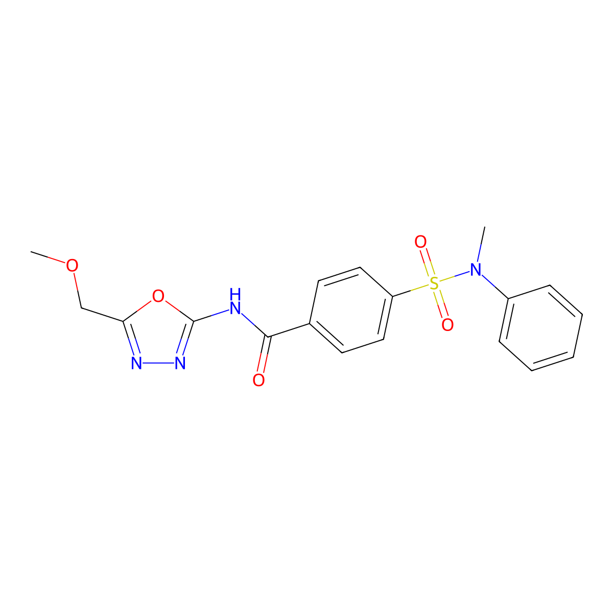 N-[5-(methoxymethyl)-1,3,4-oxadiazol-2-yl]-4-[methyl(phenyl)sulfamoyl]benzamide molecular structure, CAS 850936-12-8