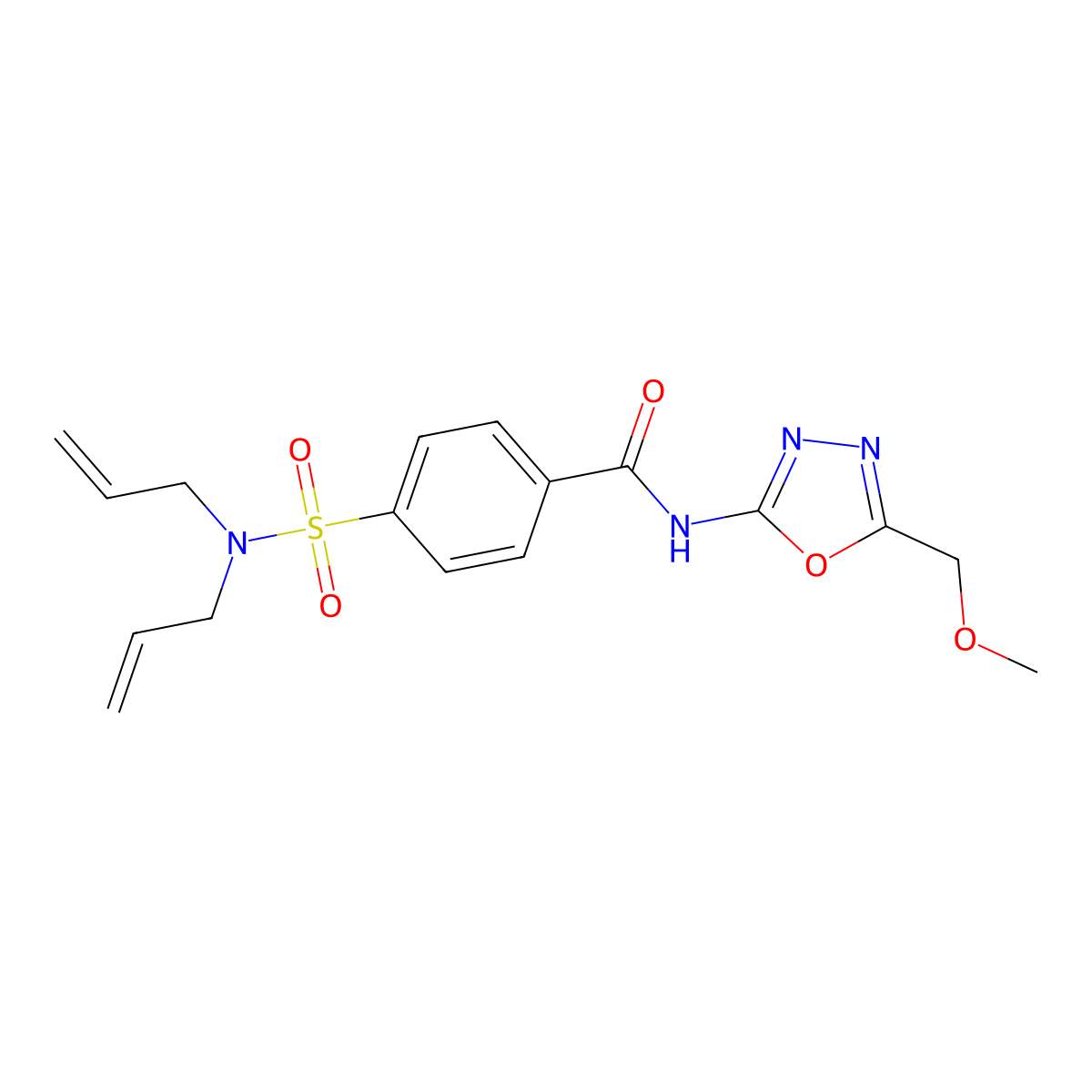 4-(N,N-diallylsulfamoyl)-N-(5-(methoxymethyl)-1,3,4-oxadiazol-2-yl)benzamide molecular structure, CAS 850936-14-0