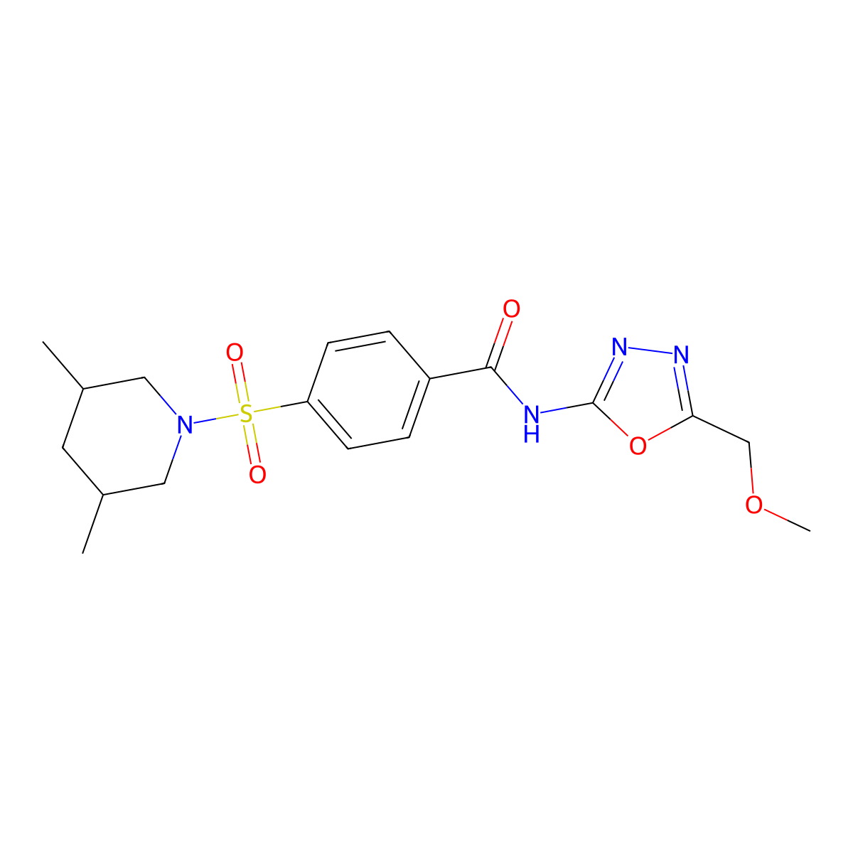 4-[(3,5-dimethylpiperidin-1-yl)sulfonyl]-N-[5-(methoxymethyl)-1,3,4-oxadiazol-2-yl]benzamide molecular structure, CAS 850936-19-5