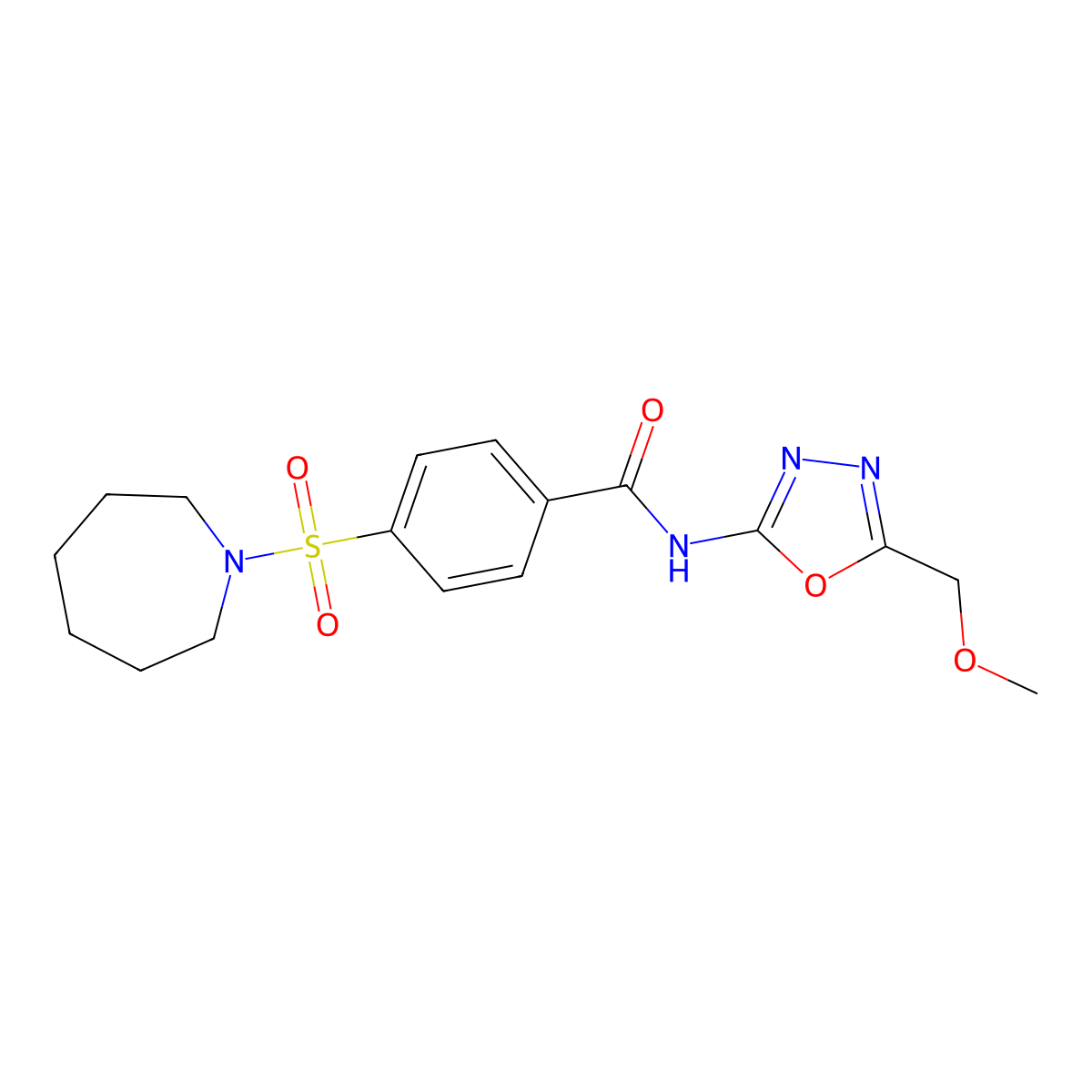 4-(azepan-1-ylsulfonyl)-N-[5-(methoxymethyl)-1,3,4-oxadiazol-2-yl]benzamide molecular structure, CAS 850936-21-9