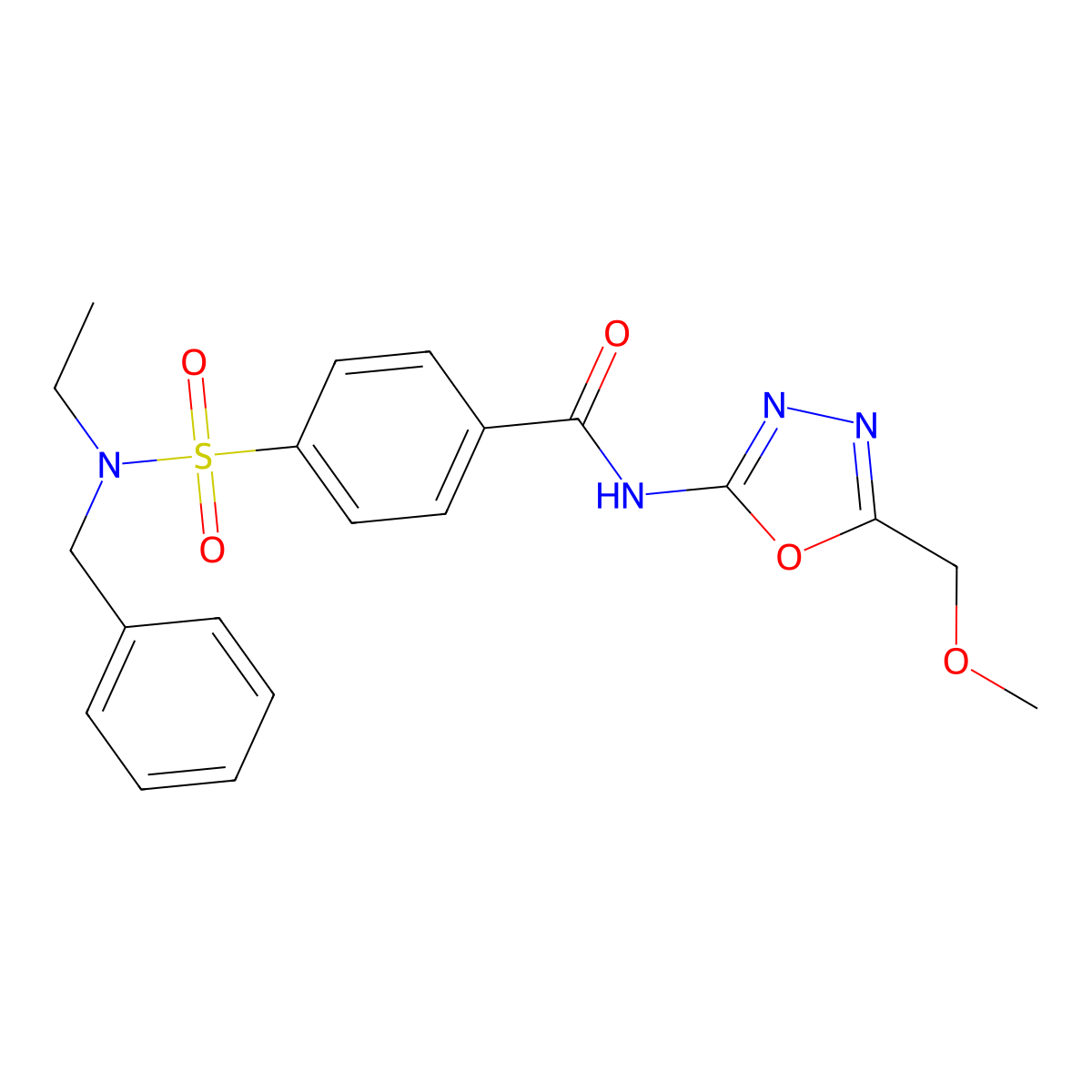 4-[benzyl(ethyl)sulfamoyl]-N-[5-(methoxymethyl)-1,3,4-oxadiazol-2-yl]benzamide molecular structure, CAS 850936-24-2