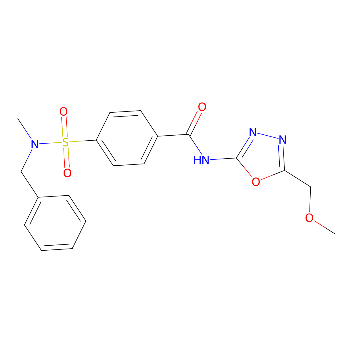 4-[benzyl(methyl)sulfamoyl]-N-[5-(methoxymethyl)-1,3,4-oxadiazol-2-yl]benzamide molecular structure, CAS 850936-26-4