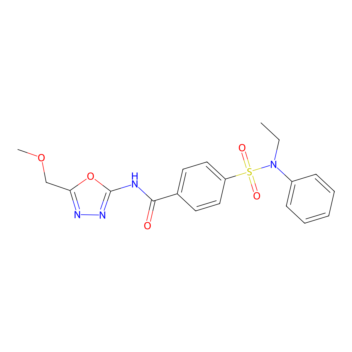 4-[ethyl(phenyl)sulfamoyl]-N-[5-(methoxymethyl)-1,3,4-oxadiazol-2-yl]benzamide molecular structure, CAS 850936-29-7