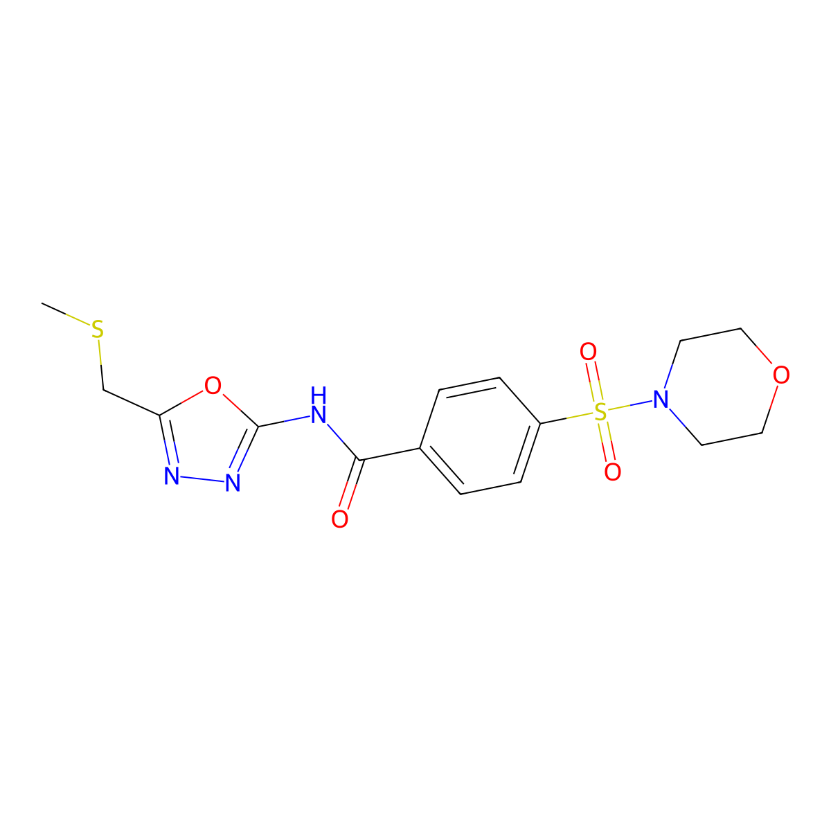 N-(5-((methylthio)methyl)-1,3,4-oxadiazol-2-yl)-4-(morpholinosulfonyl)benzamide molecular structure, CAS 850936-40-2