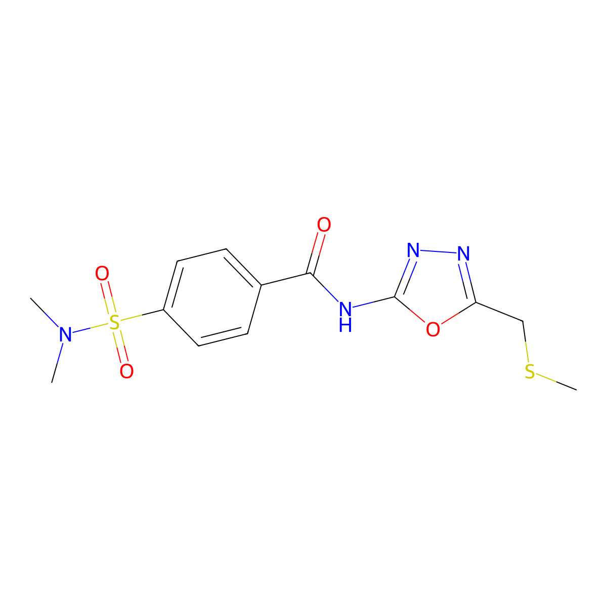 4-(N,N-dimethylsulfamoyl)-N-(5-((methylthio)methyl)-1,3,4-oxadiazol-2-yl)benzamide molecular structure, CAS 850936-46-8