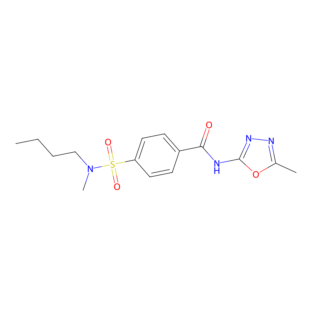 4-[butyl(methyl)sulfamoyl]-N-(5-methyl-1,3,4-oxadiazol-2-yl)benzamide molecular structure, CAS 850936-51-5