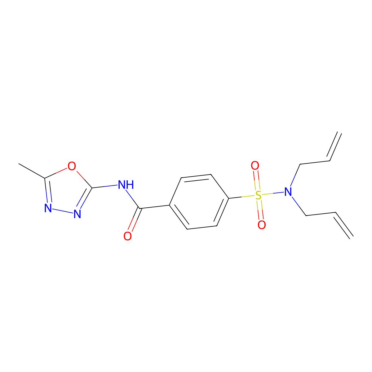 4-(N,N-diallylsulfamoyl)-N-(5-methyl-1,3,4-oxadiazol-2-yl)benzamide molecular structure, CAS 850936-52-6