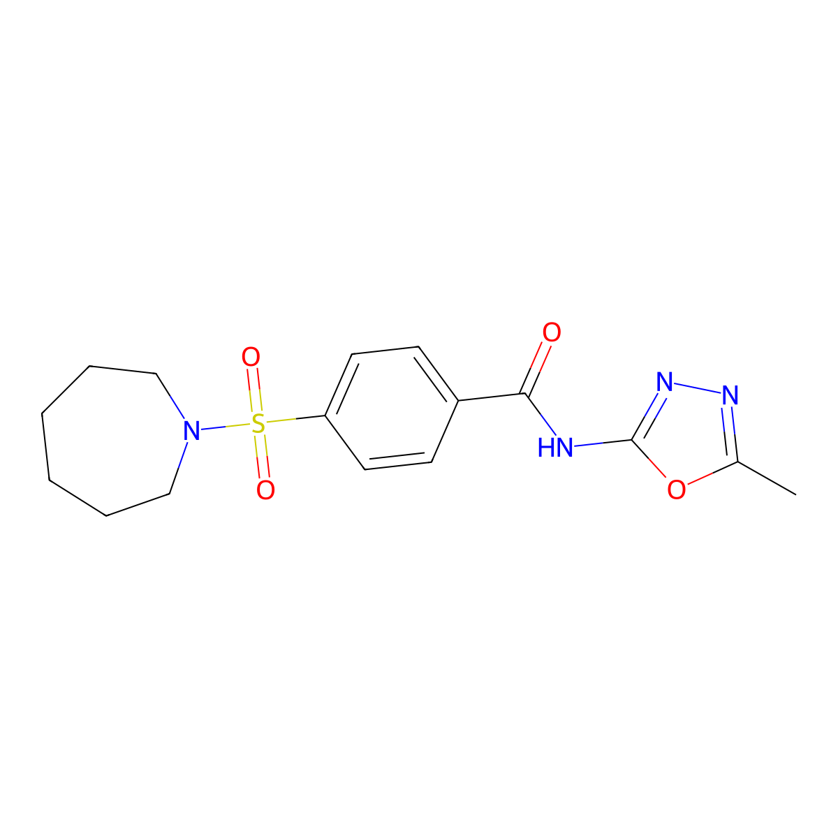 4-(azepan-1-ylsulfonyl)-N-(5-methyl-1,3,4-oxadiazol-2-yl)benzamide molecular structure, CAS 850936-59-3