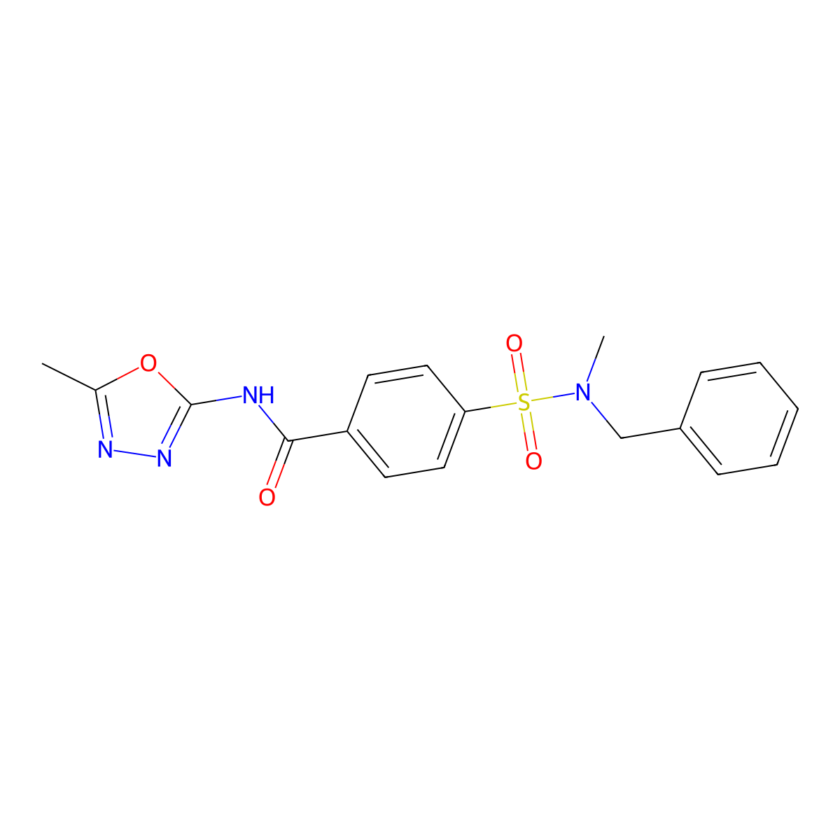 4-[benzyl(methyl)sulfamoyl]-N-(5-methyl-1,3,4-oxadiazol-2-yl)benzamide molecular structure, CAS 850936-63-9