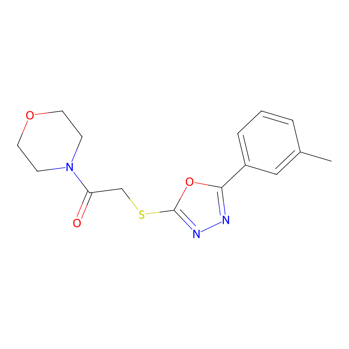 2-[[5-(3-Methylphenyl)-1,3,4-oxadiazol-2-yl]sulfanyl]-1-morpholin-4-ylethanone molecular structure, CAS 850936-72-0