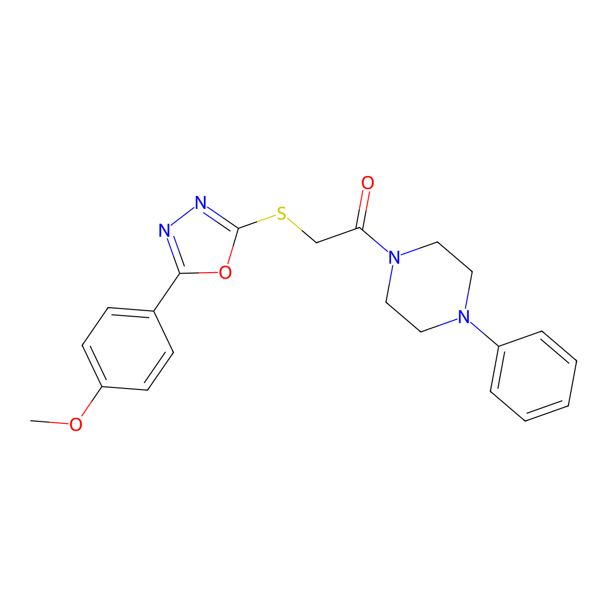 2-((5-(4-Methoxyphenyl)-1,3,4-oxadiazol-2-yl)thio)-1-(4-phenylpiperazin-1-yl)ethanone molecular structure, CAS 850936-81-1