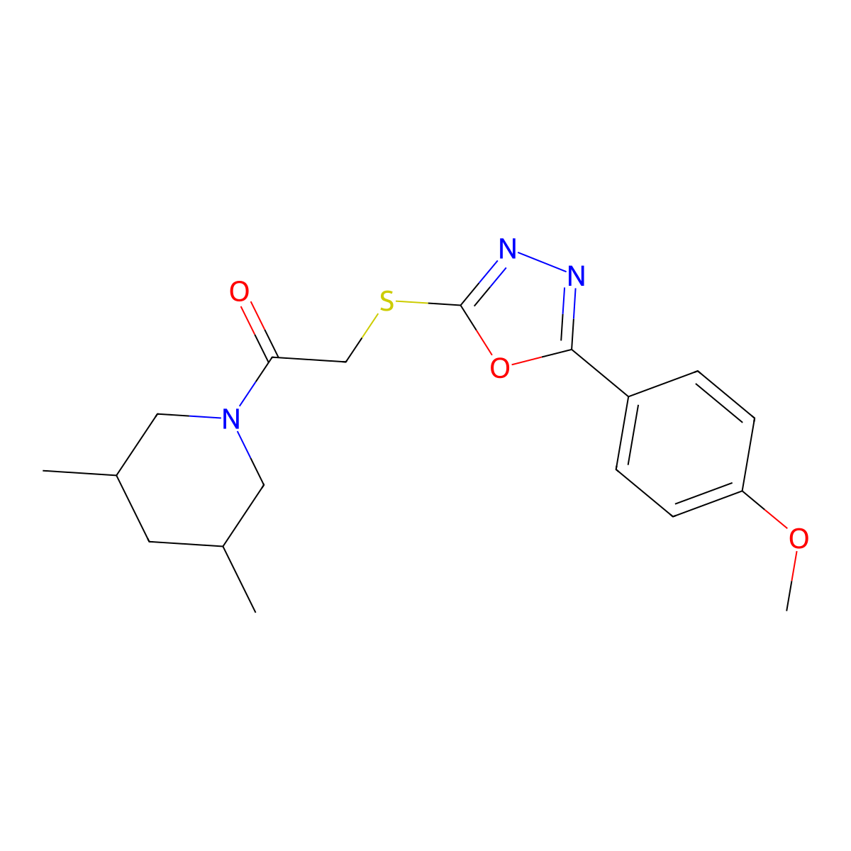 1-(3,5-Dimethylpiperidin-1-yl)-2-[[5-(4-methoxyphenyl)-1,3,4-oxadiazol-2-yl]sulfanyl]ethanone molecular structure, CAS 850936-83-3