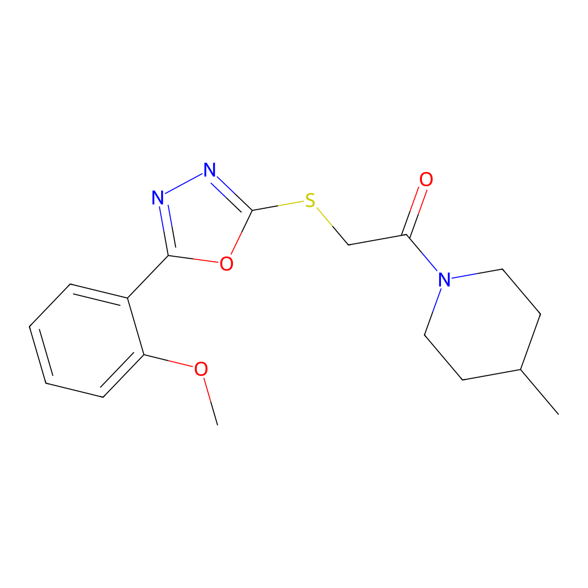 1-({[5-(2-Methoxyphenyl)-1,3,4-oxadiazol-2-yl]thio}acetyl)-4-methylpiperidine molecular structure, CAS 850936-84-4