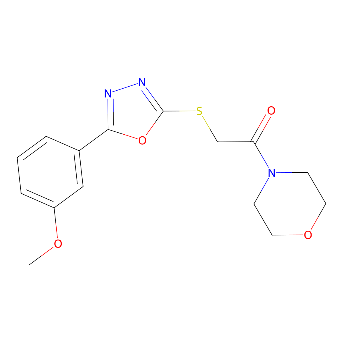 4-({[5-(3-Methoxyphenyl)-1,3,4-oxadiazol-2-yl]thio}acetyl)morpholine molecular structure, CAS 850936-93-5