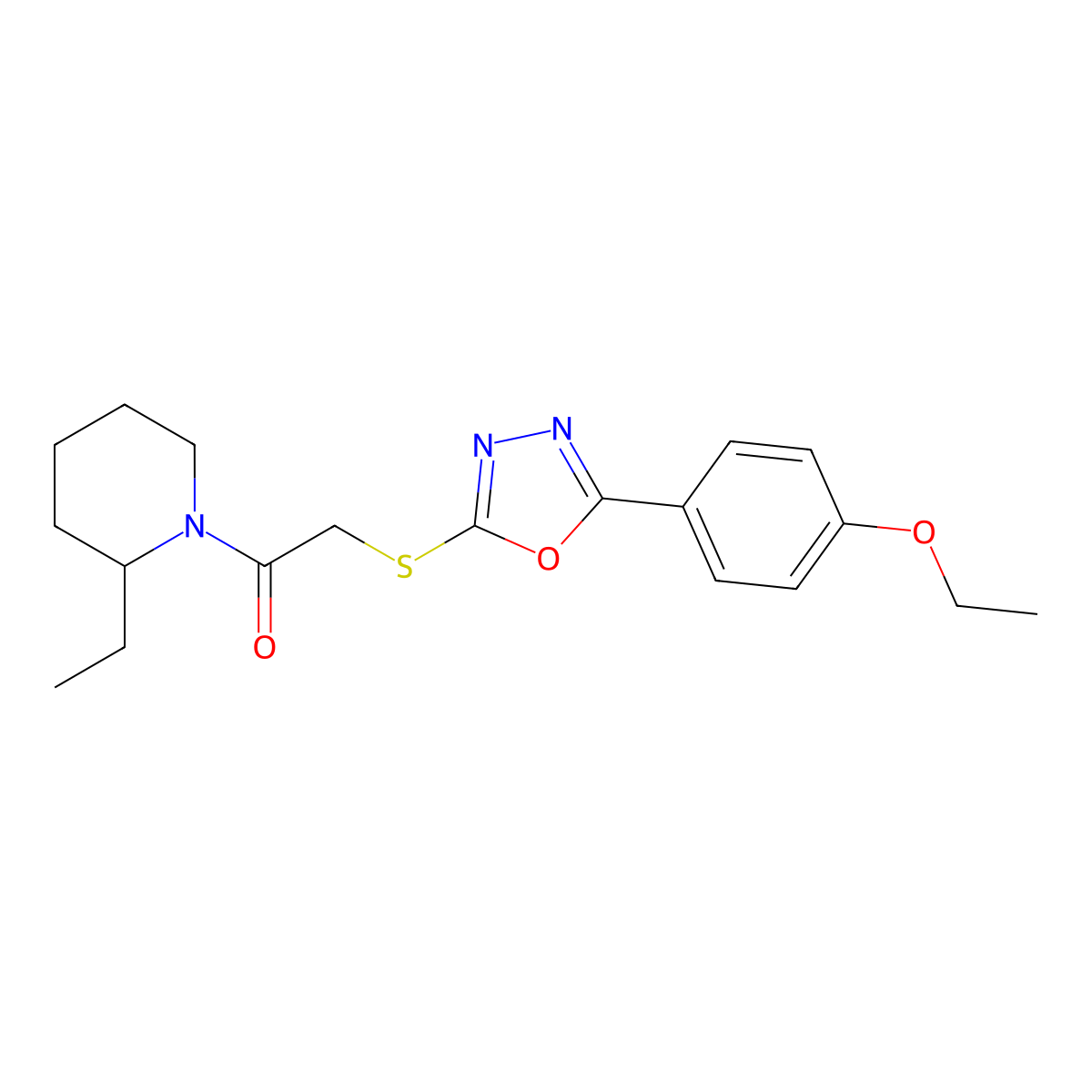 2-((5-(4-Ethoxyphenyl)-1,3,4-oxadiazol-2-yl)thio)-1-(2-ethylpiperidin-1-yl)ethanone molecular structure, CAS 850937-12-1